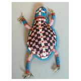Sioux Indian Beaded Umbilical Turtle Fetish (Contains Babys Umbilical Cord), Circa 1890, 8" Long