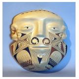 Mata Ortiz Indian Ceramic Stone Ceremonial Mask, Chihuahua, Mexico, Circa Early 1900s, Has Been Repa