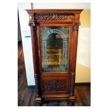 Carved Wood Medicine Cabinet With Glass Door, "Lydia E Pinkhams Herb Medicine", 2 Glass Shelves, 67.