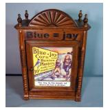 Tin Faced Cabinet, "Blue Jay Corn And Bunion" 21" x 14" x 9"