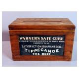 Antique "Warners Safe Cure, Tippecanoe" Wood Box, 5.75" x 9.25" x 5.25"