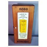Tin Faced "Hobo Kidney And Bladder Remedy" Wood Counter Top, 5 Shelf, Cabinet, 24.75" x 11" x 5.5"