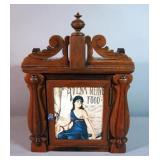 Tin Faced "Avena Nerve Food", Carved Wood Cabinet, Circa 1900, 21.75" x 16.25" x 13.25"