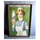 Wood Framed "Peruna Tonic" Vintage Poster, 29" x 19"