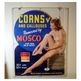Cardboard Under Plexi Glass "Mosco" Corn And Callous Remover Advertisement, 38" x 29.5"