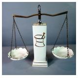 Fashioned By Blair Vintage Decorative Porcelain And Brass Scales, 18.5" x 20"