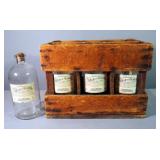 Vintage "Citrate Of Magnesia" Chatham Pharmacy, Glass Bottles, With Cork Stoppers, In Wood Crate, 11