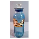 Reverse Glass Label Apothecary Bottles With Stoppers, 9" Tall, Qty 4, Including, Pv.Ipecac, And 3 Un