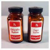 Amber Mallinckrodt RX Bottles, 4.75" Tall Qty. 7, In Order From Calamina To Dextrosum