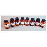 Merck Medicine Bottles, 4.75" Tall, Qty 7 Bottles, In Order From Theobromine To Zinc Sulfate