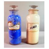Reverse Glass Label 13" Apothecary Jars With Stoppers, Qty 2, Includes, Ulmus And Ultramarin