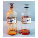 Reverse Glass Label Apothecary Jars With Stoppers, Approx. 10.5", Qty 2, Includes, Tr.Cinnam And Tr.