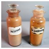 Reverse Glass Label Apothecary Jars With Stoppers, Approx. 10.5", Qty 2, Includes, P.Sanguin And Pv.