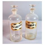 Reverse Glass Label Apothecary Jars With Stoppers, Approx. 10.5", Qty 2, Includes, Tr.Valeria And Tr