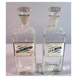 Reverse Glass Label Apothecary Bottles With Stoppers, 10.5" Tall, Qty 2, Including, Sp.Limon And Sp.