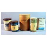 Medicinal Tin And Cardboard Cannisters, Qty 5