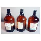 Vintage Upjohn 13.5" 1Gal Amber Apothecary Bottle With Handle, Qty 3, Actifed-C Expectorant, Cheraco
