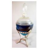 Antique Apothecary Show Globe With Stand, Counter Top Display, 23.5" Tall, Contains Colored Water