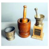 Wood Mortar And Pestle, Mortar Stands At 7" Tall, Daniel B. Smith Commemorative Metal Mortar, 4.25",
