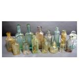 Small Embossed Glass Medicine Bottles, Various Manufacturers, Qty 15