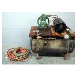 Air Tank With Brown-Brockmeyer 3/4 HP Motor, Gauges, Air Hoses, And More