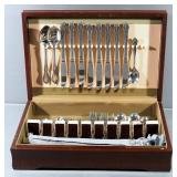 Amcrest Flatware, Creon Pattern, Approx 51 Pieces, And Matching 2-Piece Carving Set, In Chest
