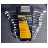 Work Zone 12 Piece Combination Wrench Sets With Wall Mounts, Qty 2, One Is SAE, Other Is Metric, Bot