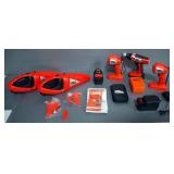 Black & Decker Fire Storm Cordless Tool Set, Includes Drill With Drill Bits, Hand Vacuums (2), Flash