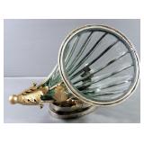 Cornucopia Shaped Glass Vase In Metal Stand, 9" H x 12.5" W