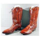 Dan Post Tooled Genuine Lizard Leather Boots, Size 11 EW