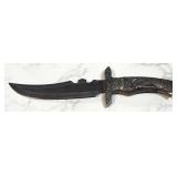 Maxam Fixed Blade Knife With Relief Eagle Handle, 7.25" Blade, In Leather Sheath