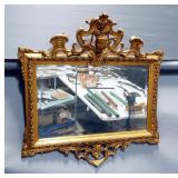 Antique Wall Hanging Beveled Mirror, 19th Century, Possibly Italian, With Dimensional Cherub Frame, 
