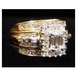 18K Gold Diamond Ring, With Jewel Report, Size 6-1/4, Approx 10.93 g Total Weight Including Stones