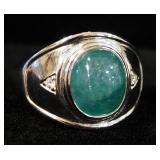 14K White Gold Grandiderite And Diamond Ring, With Appraisal, Size 11-1/4, Approx 7.75 g Total Weigh