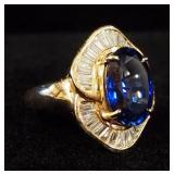 14K Gold Sapphire And Diamond Ring, With Appraisal, Size 6, Approx 11.18 g Total Weight Including St