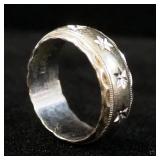 14K White Gold Ring With Star Design, Size 6-1/4, Approx 6.14 g Total Weight