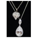Stauer Sterling Silver Necklaces With Sterling Silver Pendants And Clear Stones, 18" And 19" Long