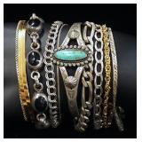 Sterling Silver Bracelets, Qty 10, Various Styles And Lengths, And Pendant, Some With Stones, Approx