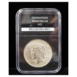 1923 Peace Dollar, Certified By PCS Stamps & Coins