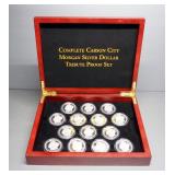 Complete Carson City Morgan Silver Dollar Tribute Proof Set, Contains 14 .999 Silver Clad Coins In D