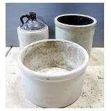Unmarked Crocks, Qty 2, And Crock Jug