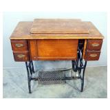 White Rotary Sewing Machine In Sewing Table