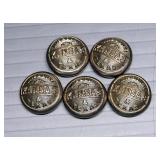 1880s Missouri, Kansas And Texas Railroad Uniform Button Covers, Qty 12