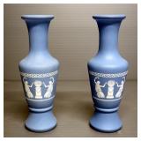 Wedgwood Jasperware Style Bud Vases, Qty 2, Each 5.5" H