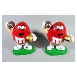 1995 M&M Red Football Player Candy Dispensers, Qty 2