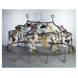 Metal Kitchen Pot Hanger With Twisted Metal Leaf, Grape, And Vine Design, 24" H x 40" W x 18" D