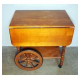 Maple Drop Leaf Tea Cart With Sliding Serving Tray, 29" x 40" x 28"