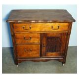 Antique 3 Drawer Rolling Wash Stand, 29" x 31" x 16.5"
