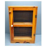Primitive Style Wooden Storage Cabinet With Mesh Screen Windows, 24" x 16" x 9"