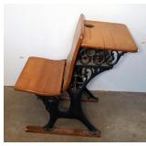 Antique Cast Iron Pea Body - Stiggleman Student Desk, 27" x 19" x 30"